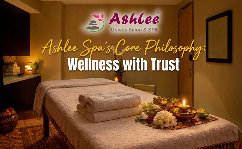 Peaceful therapy room at Spa in Mogappair – Ashlee Spa Unisex Salon & Spa with wellness ambiance and candle setup