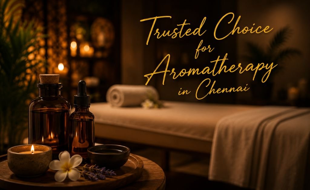 Trusted choice for aromatherapy in Chennai featuring premium essential oils in a luxurious spa setting for relaxation and wellness
