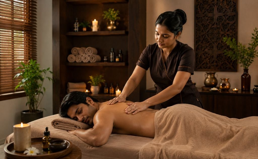 Lymphatic massage session in Chennai with gentle light-pressure technique