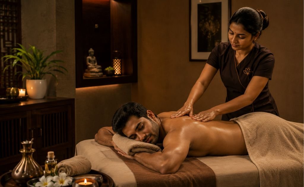 Therapist providing a best Relaxation Massage in chennai professional spa