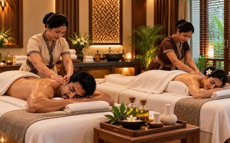 Couples body massage side by side at Ashlee Spa Chennai, couples package from ₹7,000