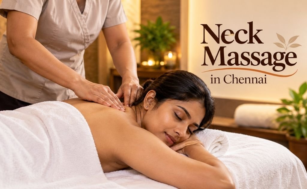 Therapist giving a woman a neck and shoulder massage in a calm spa room